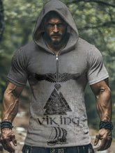Kurzarm-Kapuzen shirt für Herren Viking